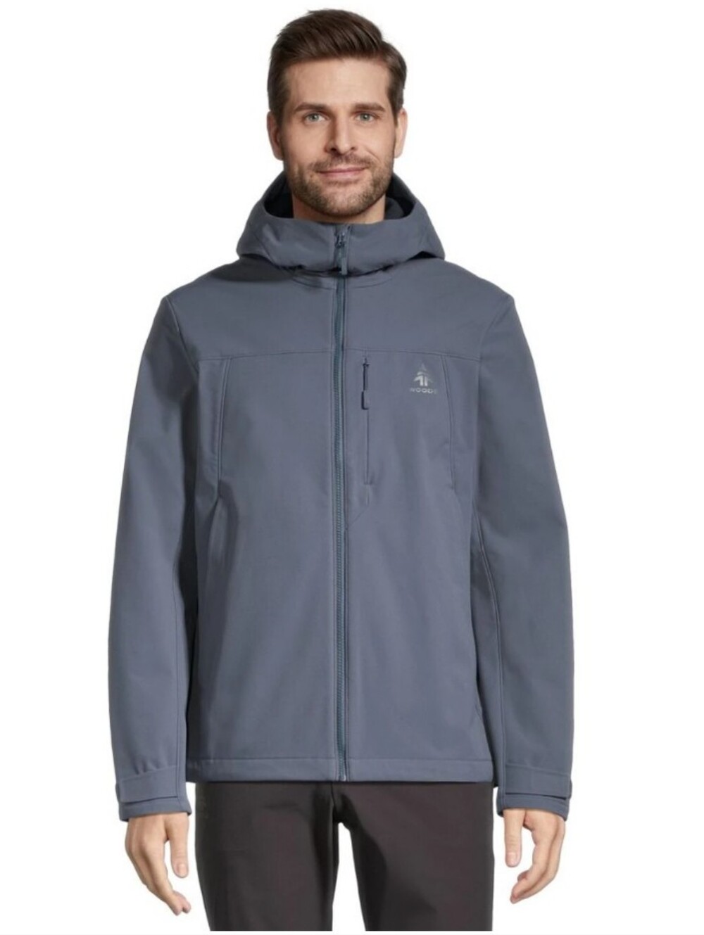 Woods Blue Men's Pierrway Softshell Hoodie Water Repellent Recco Jacket XL